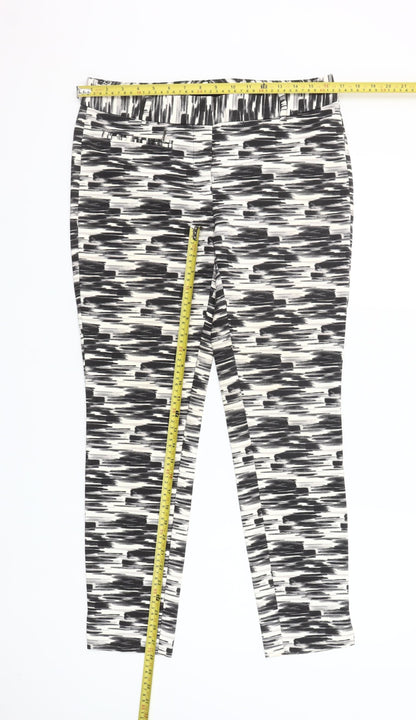 Next Women’s Black Geometric Slim Fit Stretch Trousers Size 10