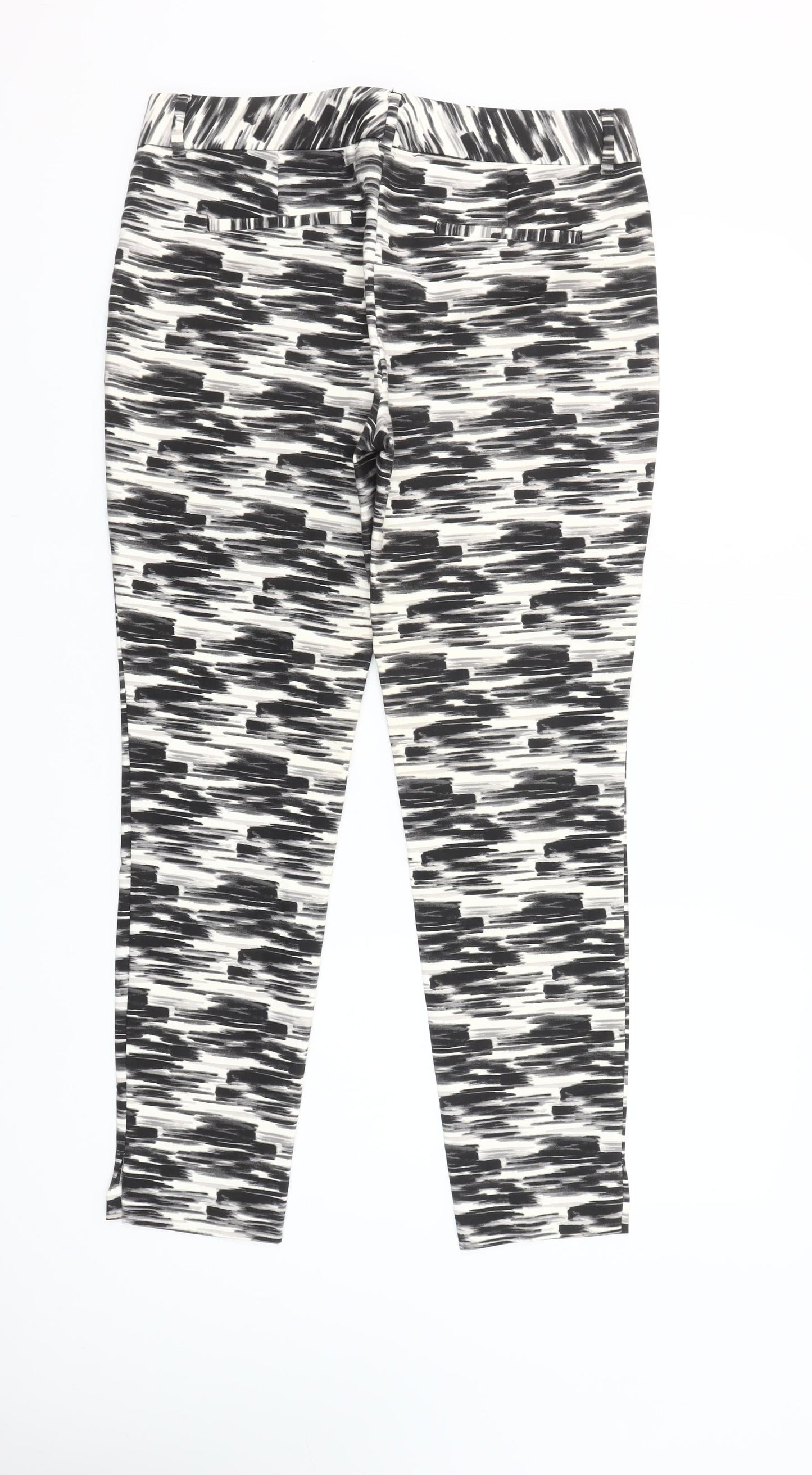 Next Women’s Black Geometric Slim Fit Stretch Trousers Size 10