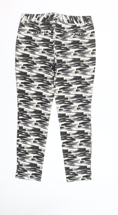 Next Women’s Black Geometric Slim Fit Stretch Trousers Size 10