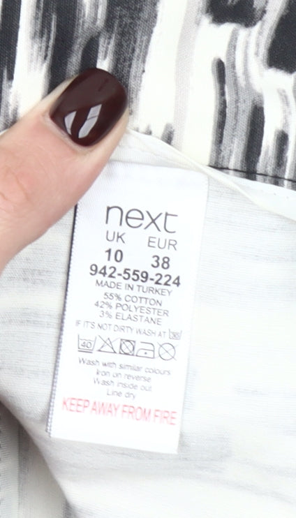 Next Women’s Black Geometric Slim Fit Stretch Trousers Size 10