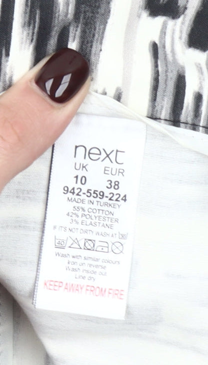 Next Women’s Black Geometric Slim Fit Stretch Trousers Size 10