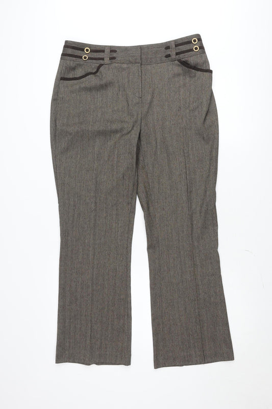 Marks and Spencer Per Una Brown Straight Leg Trousers Women's Size 14 Regular Fit Workwear