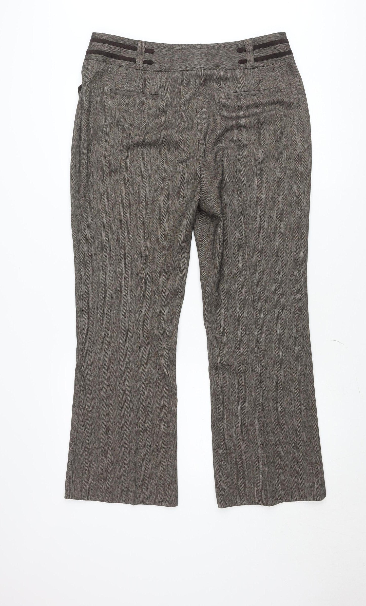 Marks and Spencer Per Una Brown Straight Leg Trousers Women's Size 14 Regular Fit Workwear