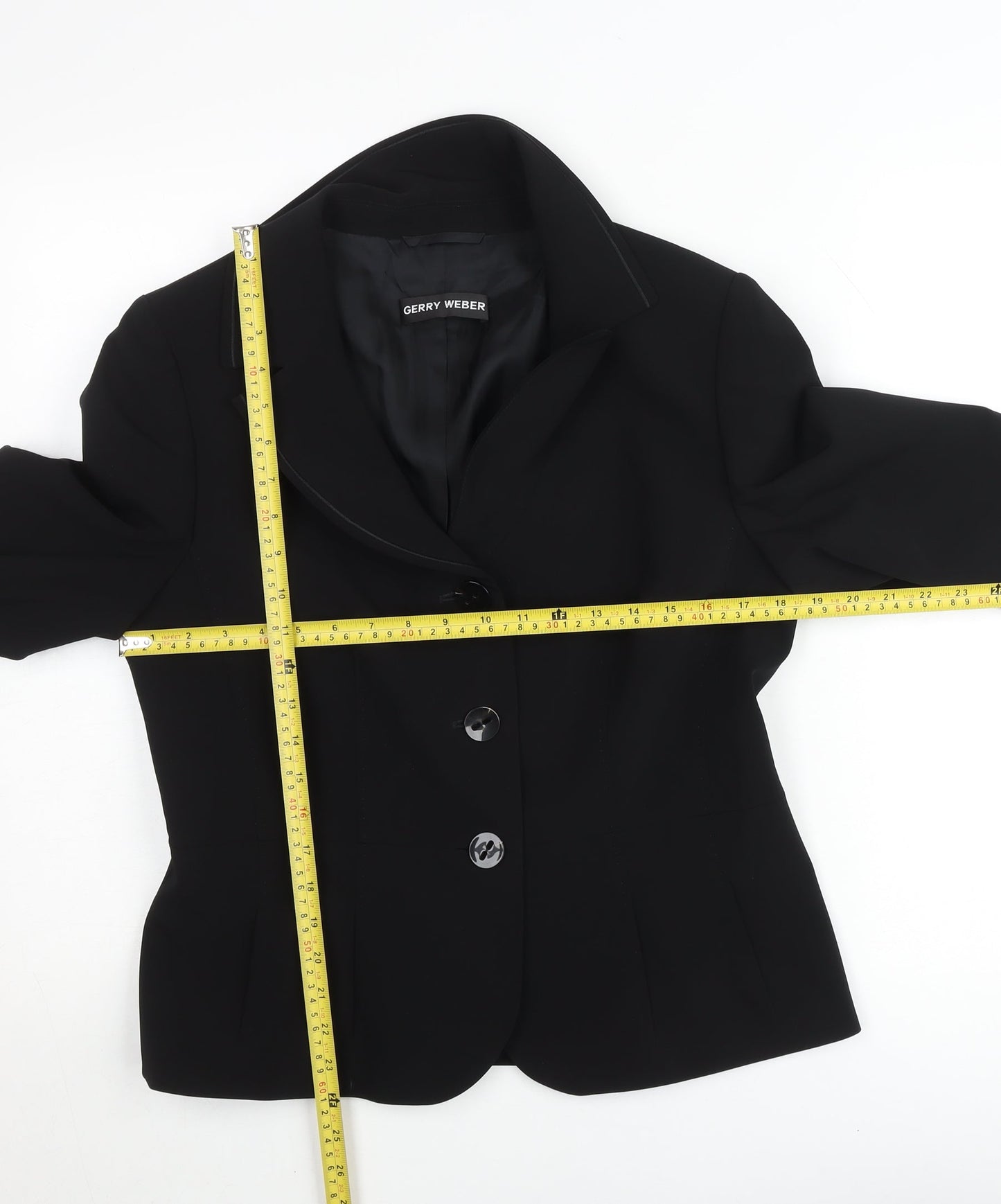 Gerry Weber Women's Black Single-Breasted Blazer Size 12 Classic Fit