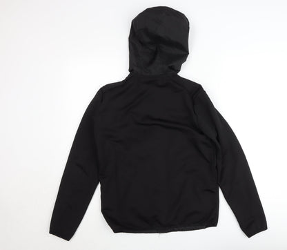 KWD Boys Black Hooded Puffer Jacket S Zip Up Quilted Lined Winter Coat