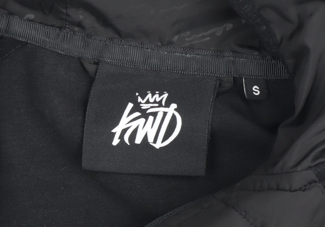 KWD Boys Black Hooded Puffer Jacket S Zip Up Quilted Lined Winter Coat