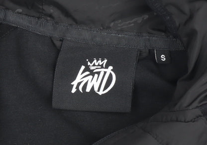 KWD Boys Black Hooded Puffer Jacket S Zip Up Quilted Lined Winter Coat