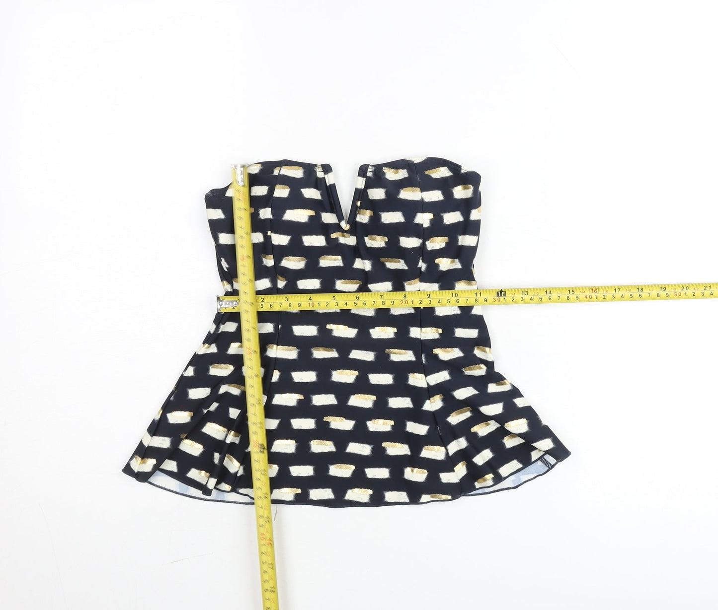 Monsoon Women Blue Geometric Strapless Tankini Top Size 10