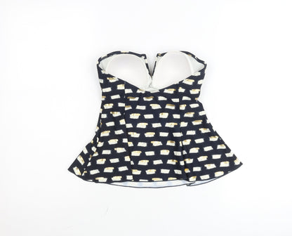 Monsoon Women Blue Geometric Strapless Tankini Top Size 10