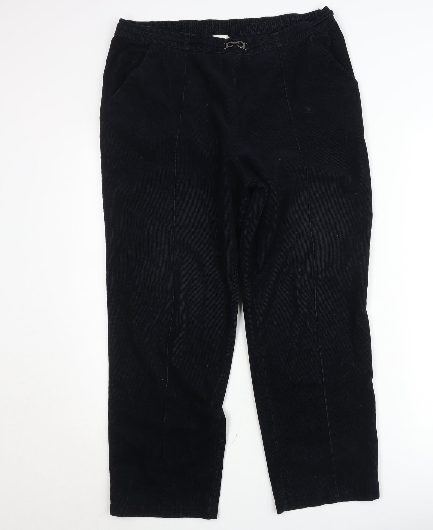 Marks and Spencer Men Black Classic Corduroy Trousers Size L Regular Fit