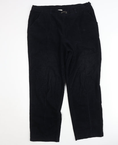 Marks and Spencer Men Black Classic Corduroy Trousers Size L Regular Fit