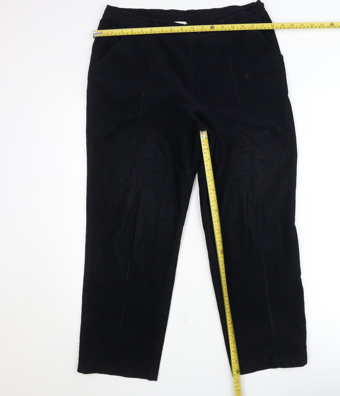 Marks and Spencer Men Black Classic Corduroy Trousers Size L Regular Fit