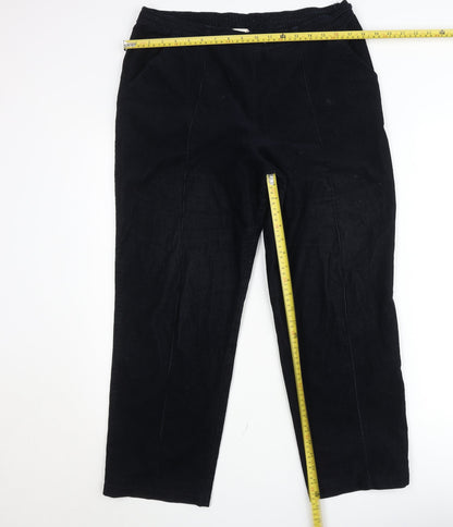 Marks and Spencer Men Black Classic Corduroy Trousers Size L Regular Fit