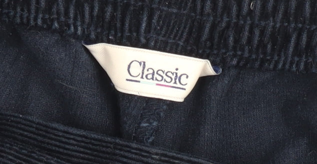 Marks and Spencer Men Black Classic Corduroy Trousers Size L Regular Fit