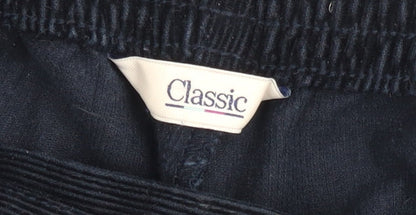 Marks and Spencer Men Black Classic Corduroy Trousers Size L Regular Fit