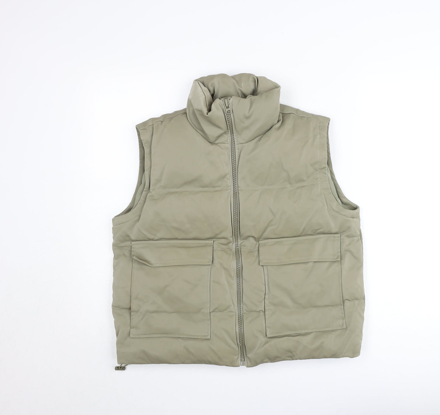 Topshop Women’s Beige Puffer Waistcoat UK 8 with Pockets