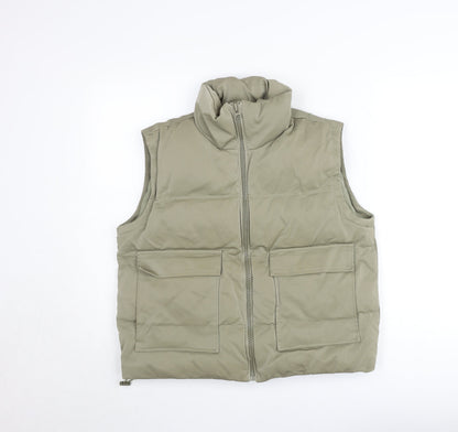 Topshop Women’s Beige Puffer Waistcoat UK 8 with Pockets