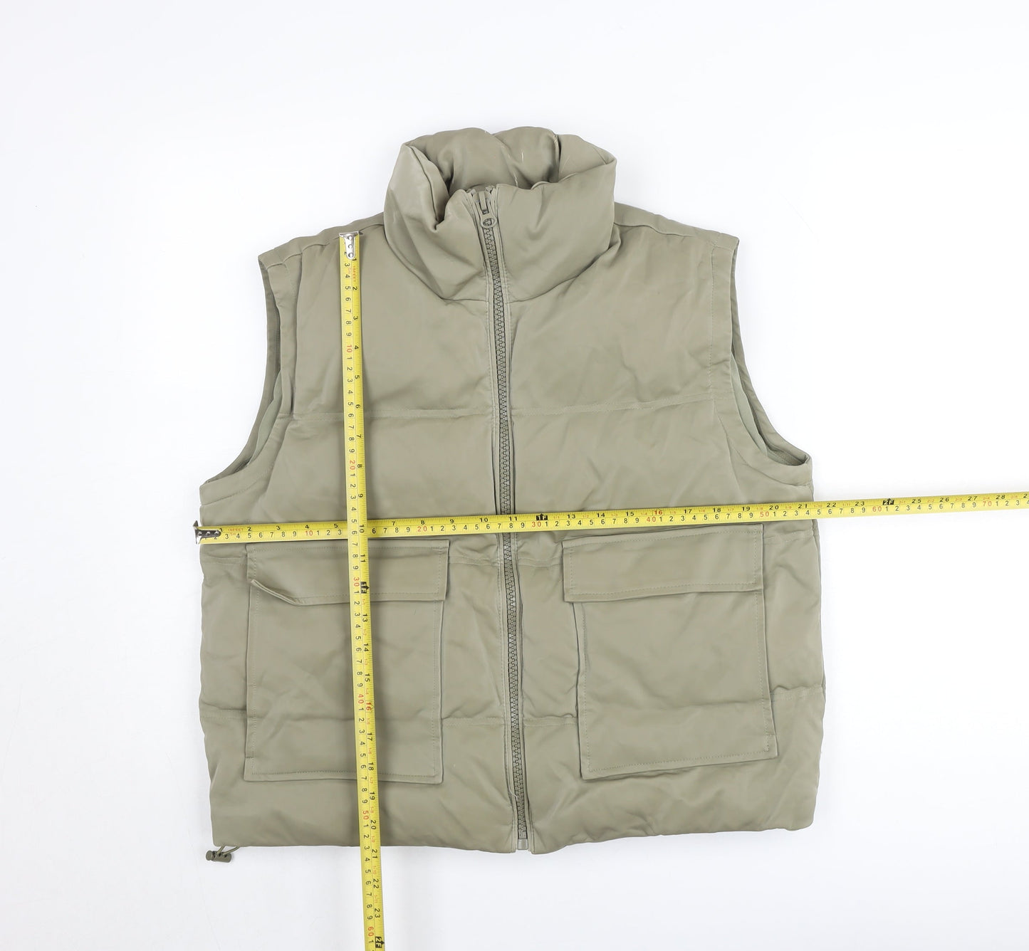 Topshop Women’s Beige Puffer Waistcoat UK 8 with Pockets