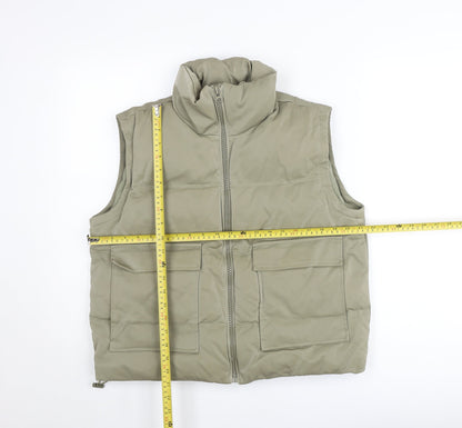 Topshop Women’s Beige Puffer Waistcoat UK 8 with Pockets