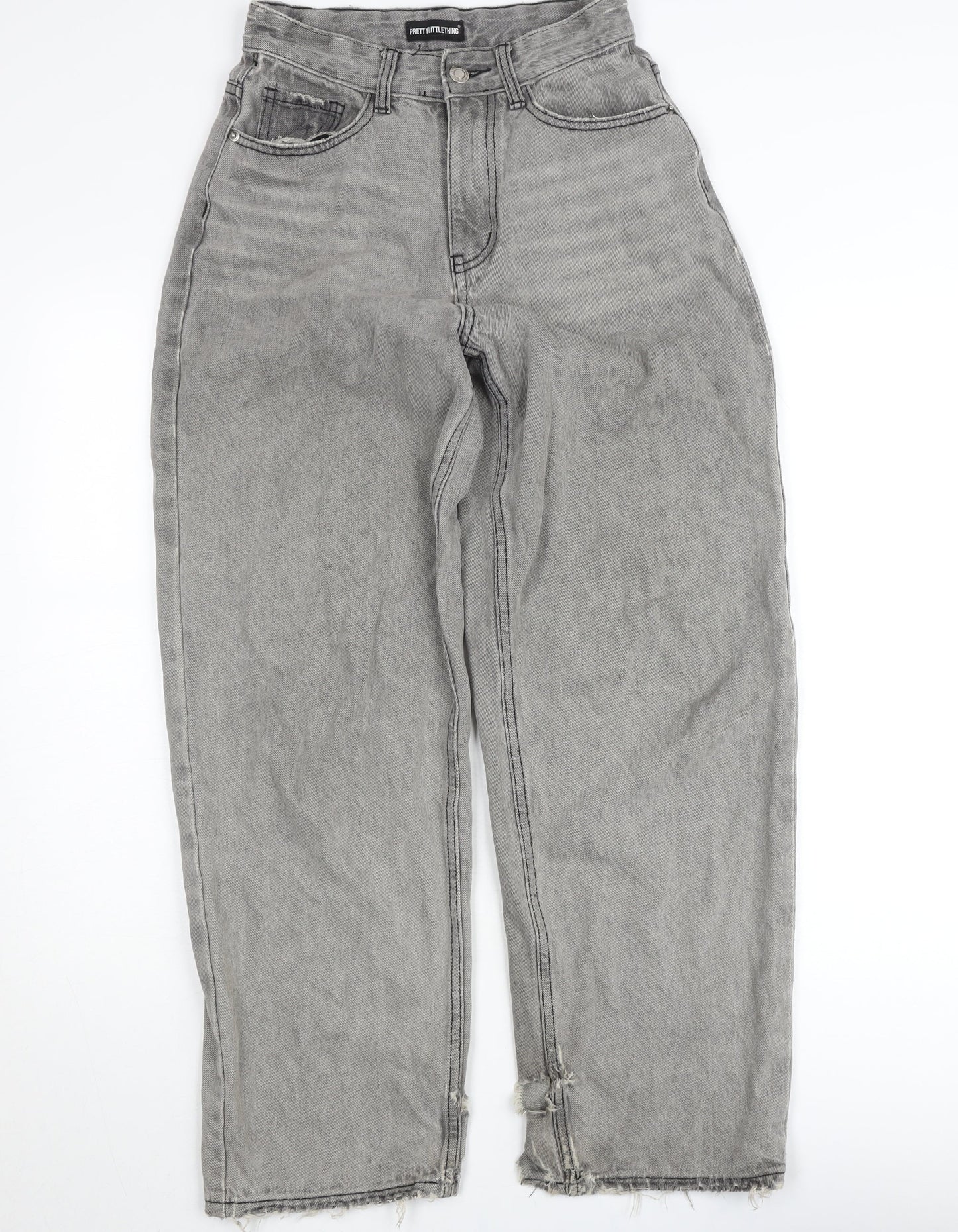 PrettyLittleThing Womens Grey High Rise Mom Jeans Size 4