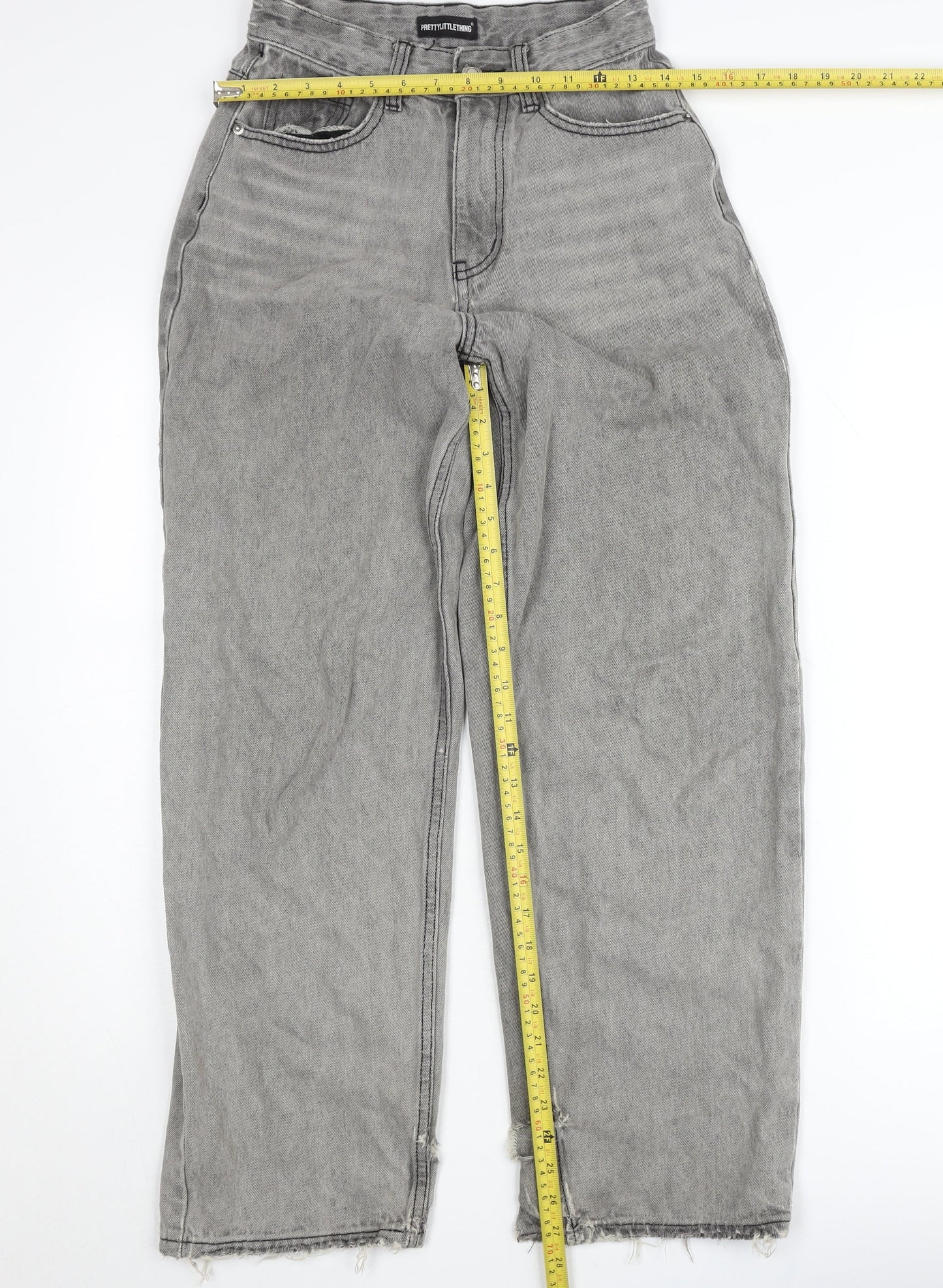 PrettyLittleThing Womens Grey High Rise Mom Jeans Size 4