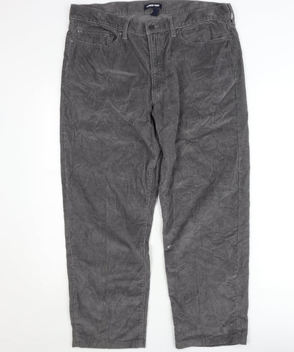 Lands' End Men's Grey Corduroy Trousers Size 36 Traditional Fit