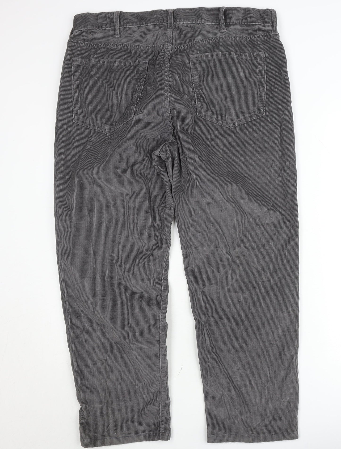 Lands' End Men's Grey Corduroy Trousers Size 36 Traditional Fit