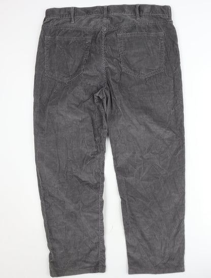 Lands' End Men's Grey Corduroy Trousers Size 36 Traditional Fit