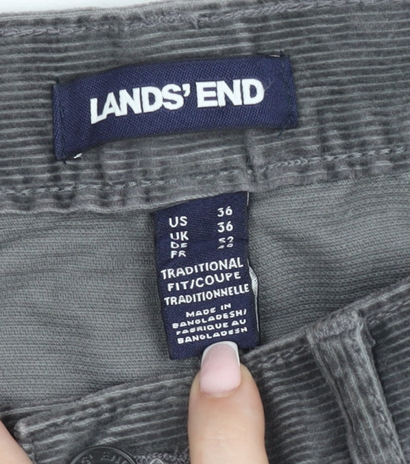 Lands' End Men's Grey Corduroy Trousers Size 36 Traditional Fit