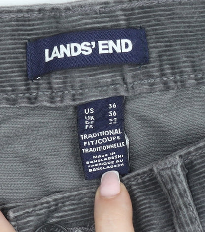 Lands' End Men's Grey Corduroy Trousers Size 36 Traditional Fit