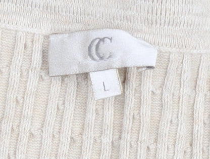 CC Womens Beige Cotton Blend Henley Jumper Size L