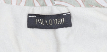 Pala D’Oro Women’s Beige Geometric Zip Tunic Blouse Size L