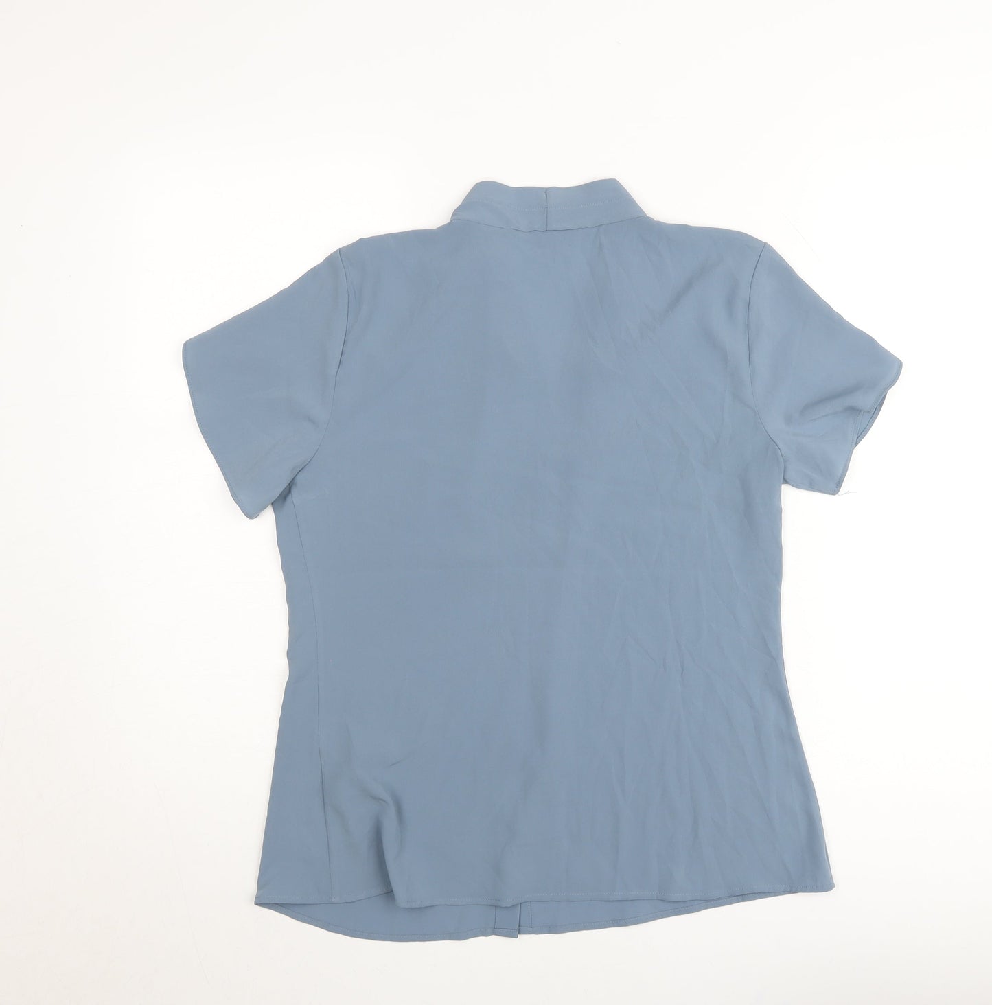 Calvin Klein Women Blue M Short Sleeve V-Neck Blouse