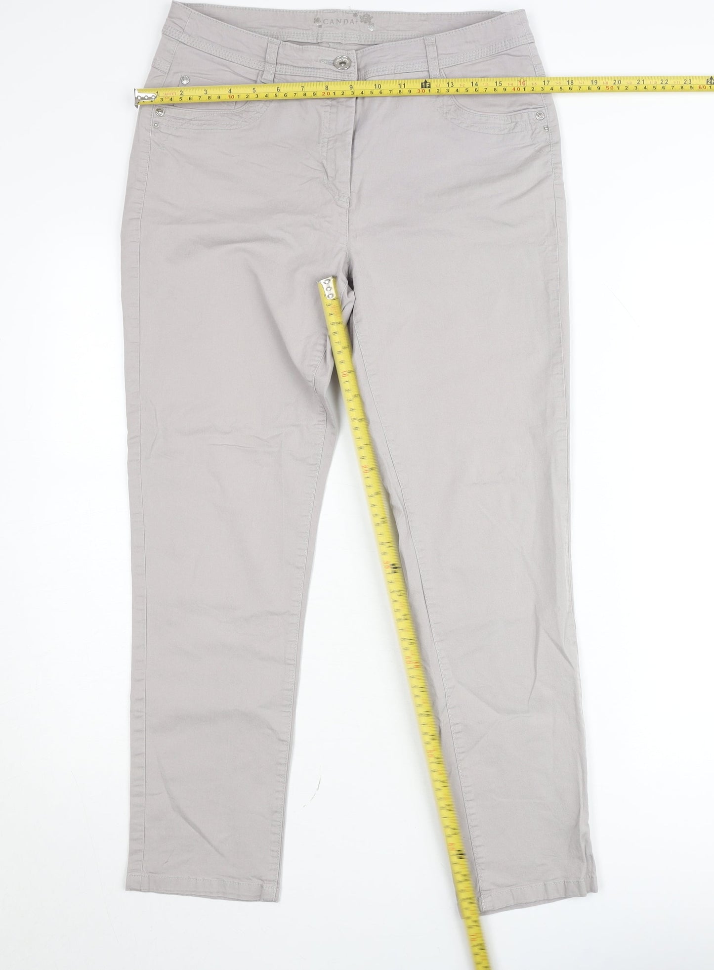 Canda Women's Beige Straight Leg Jeans Size 14 Regular Fit