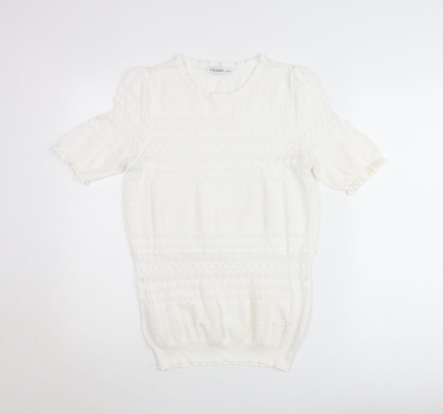 Gallery Women’s White Knit Short Sleeve Blouse Size L