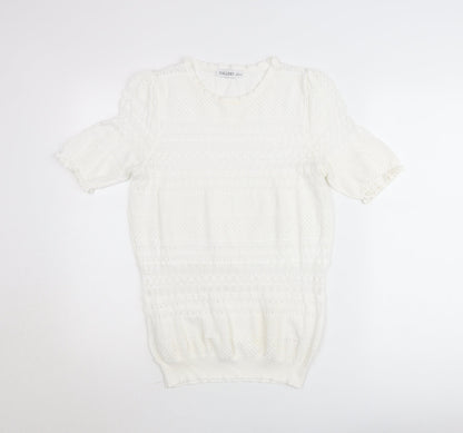 Gallery Women’s White Knit Short Sleeve Blouse Size L