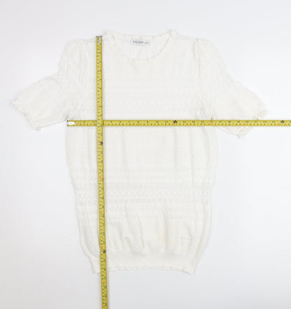 Gallery Women’s White Knit Short Sleeve Blouse Size L