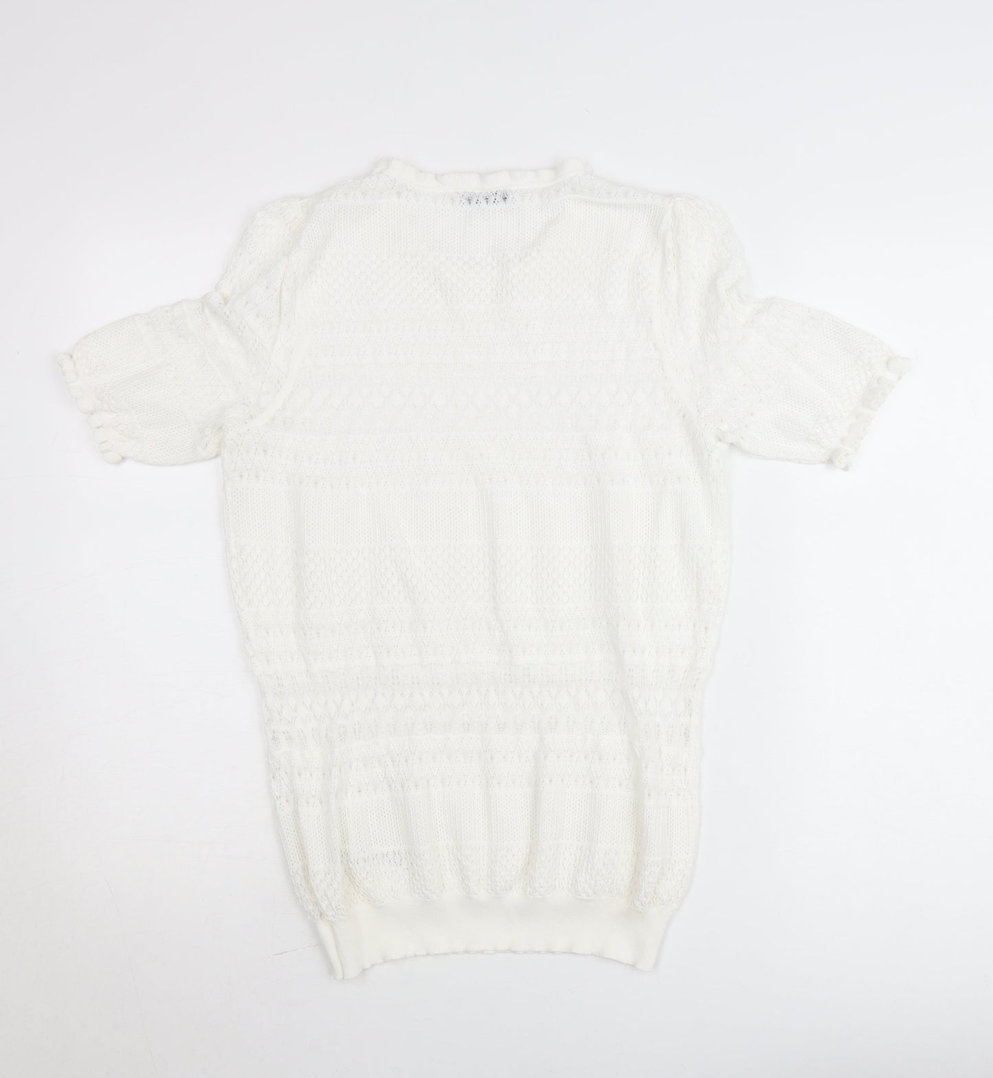 Gallery Women’s White Knit Short Sleeve Blouse Size L