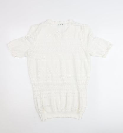Gallery Women’s White Knit Short Sleeve Blouse Size L