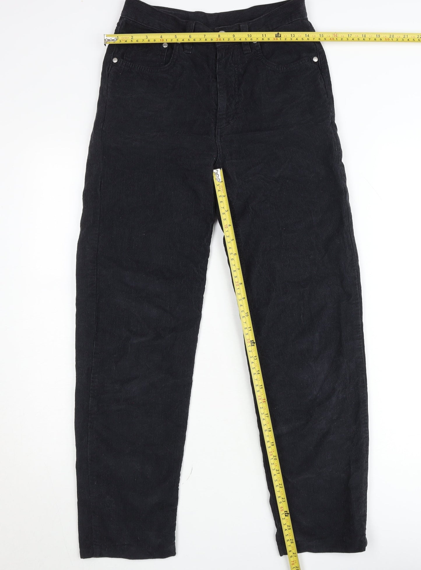 Vanilla Teens Black Corduroy High Rise Trousers Size 14