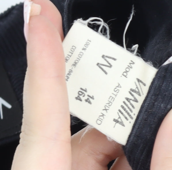 Vanilla Teens Black Corduroy High Rise Trousers Size 14
