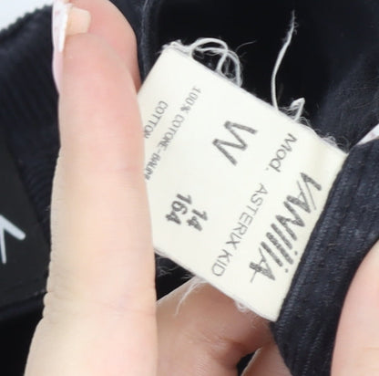 Vanilla Teens Black Corduroy High Rise Trousers Size 14
