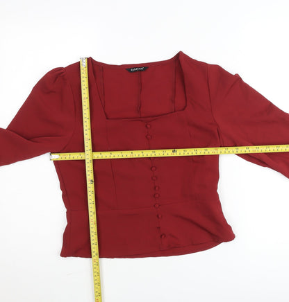 Harpa Women's Red Long Sleeve Button Blouse Size L