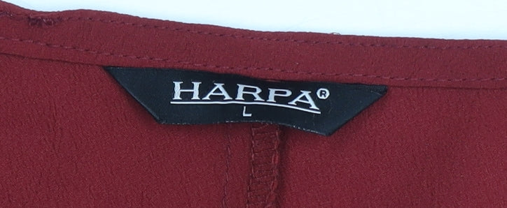 Harpa Women's Red Long Sleeve Button Blouse Size L