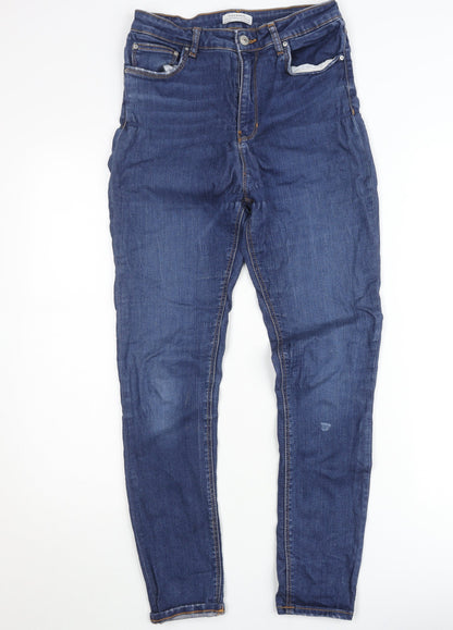 Zara Woman Blue Skinny High Rise Jeans UK 10 Womens Denim
