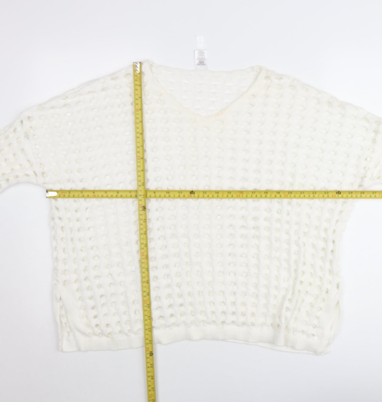 Wynne Layers Womens White PL V-Neck Open-Knit Jumper