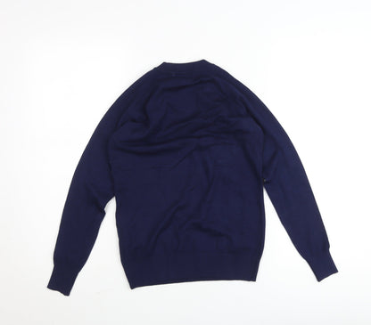 Savida Women's Blue Crew Neck Button Pullover Jumper Size 10