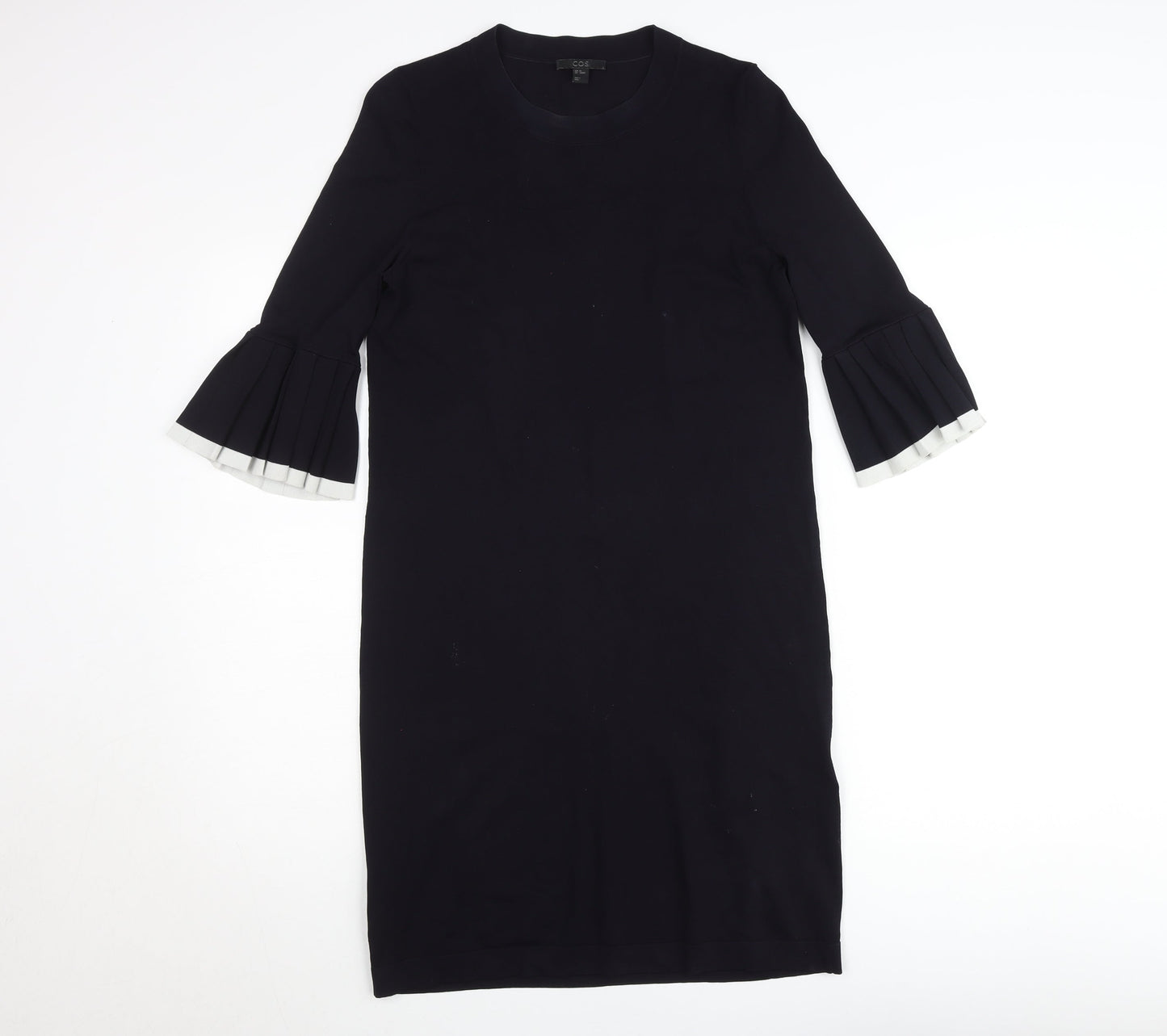 COS Women Black XS Shift Dress with Pleated 3/4 Sleeves