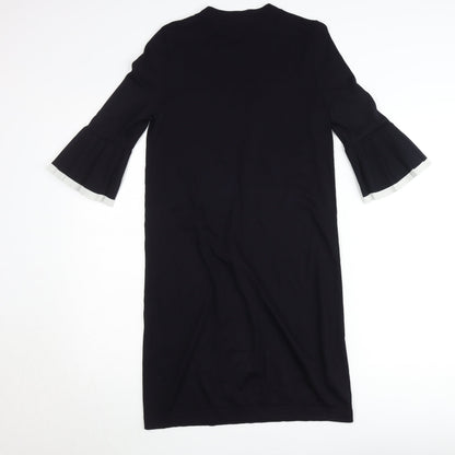 COS Women Black XS Shift Dress with Pleated 3/4 Sleeves