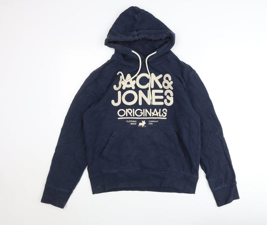Mens UK Size L JACK & JONES Blue Pullover Hoodie